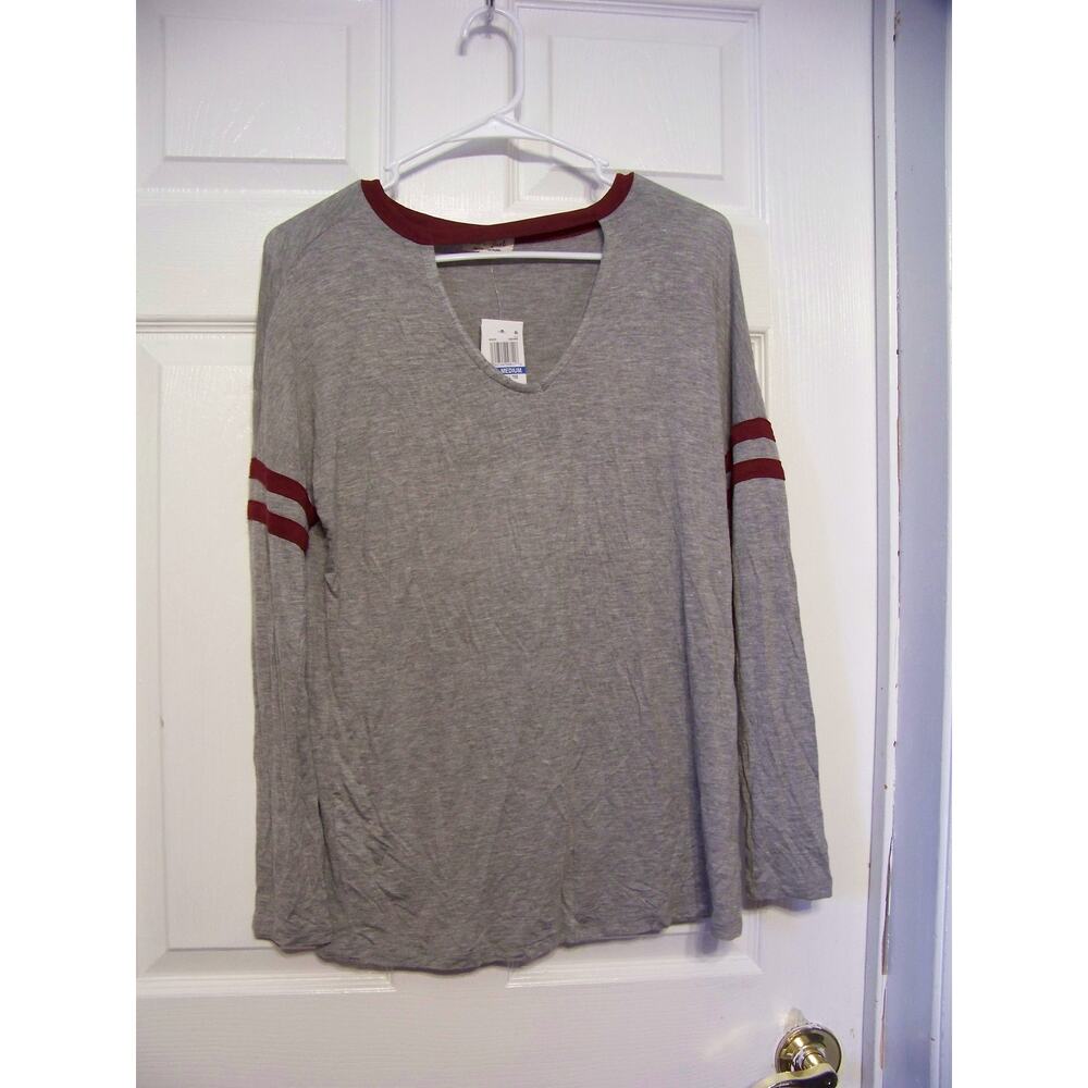 Ultra Flirt Size M Tee Top Soft Stretch Knit Keyhole Neck NWT Football